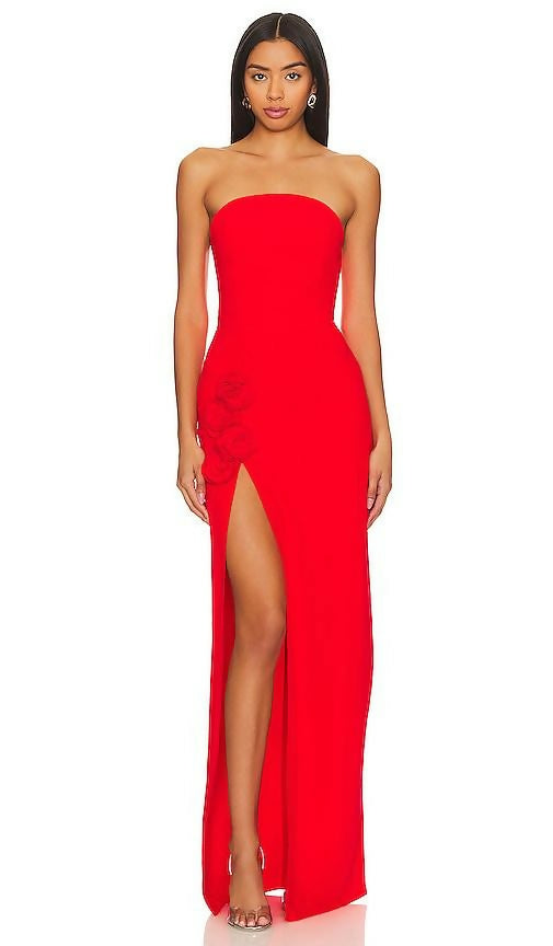 Amanda Uprichard X Revolve Wolfe Strapless Crimson Red Gown