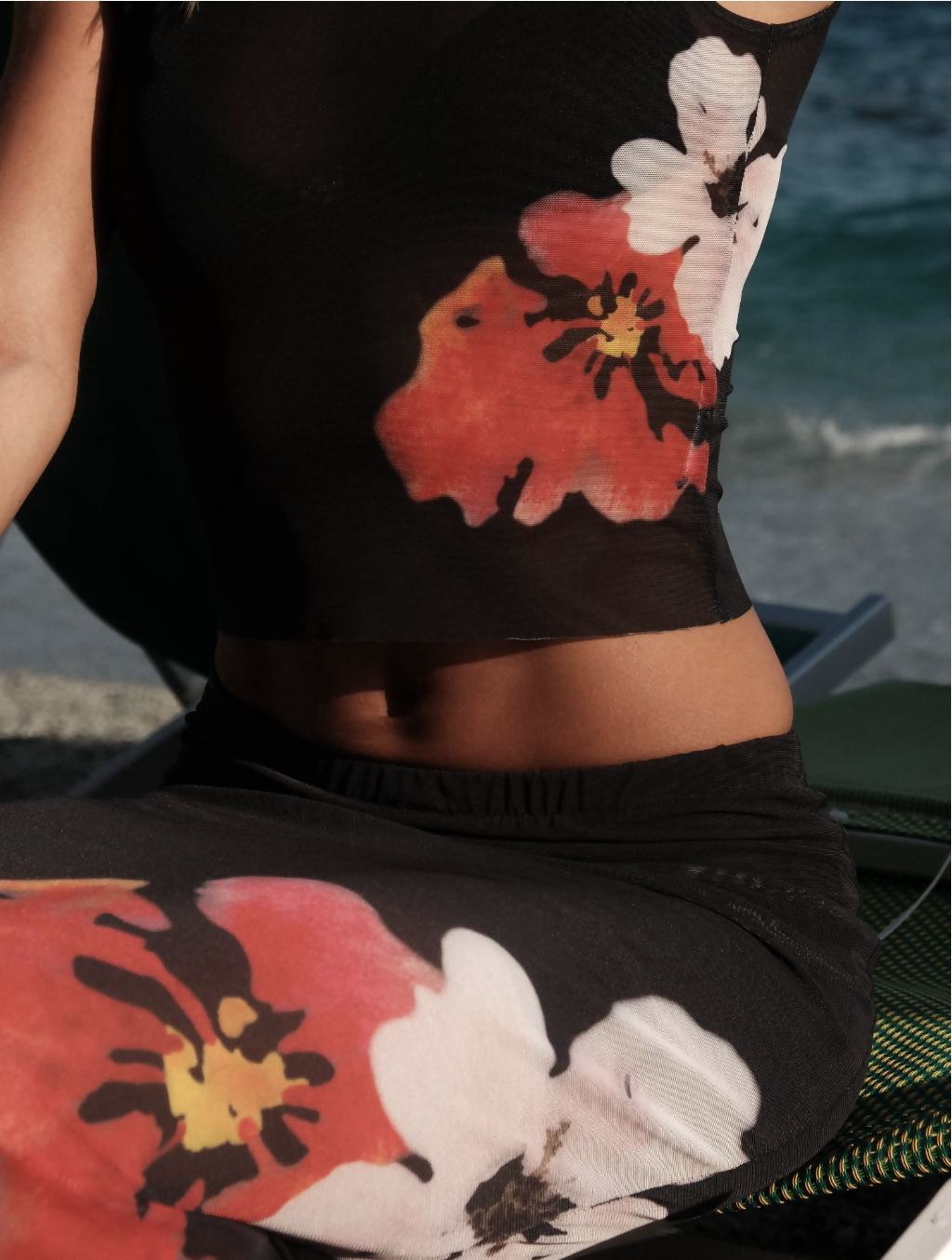 With Harper Lu Mesh Tank & Skirt | Black Floral