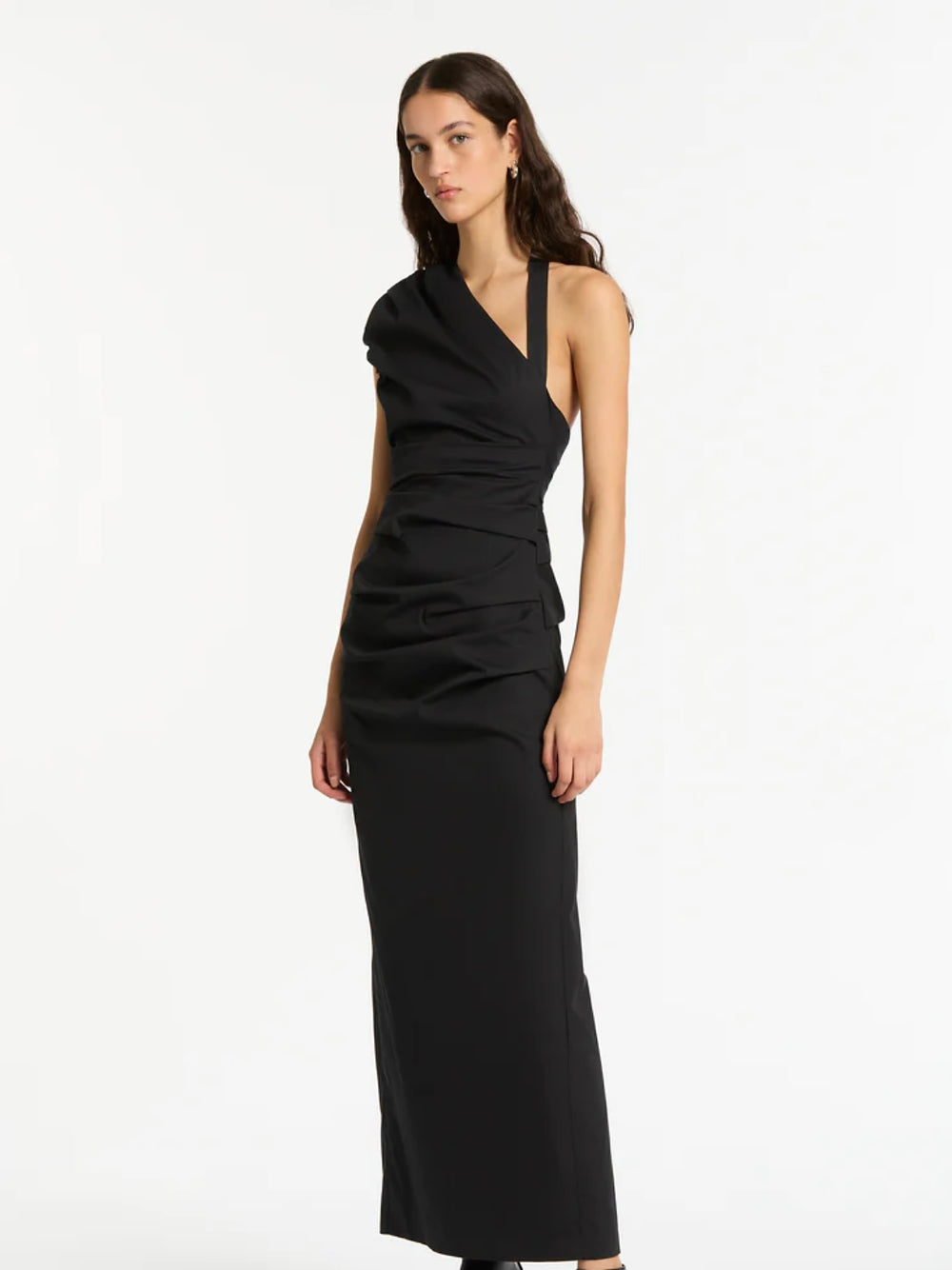 SIR the Label Giacomo Gathered Gown in Black