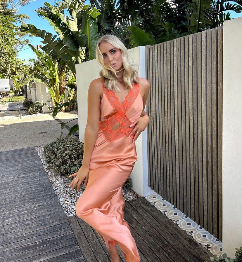 Peach cut out on sale dress