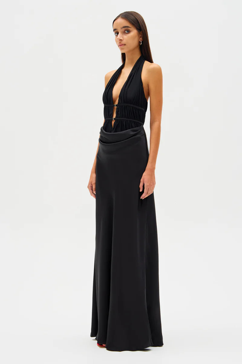 CELINE SATIN MAXI DRESS