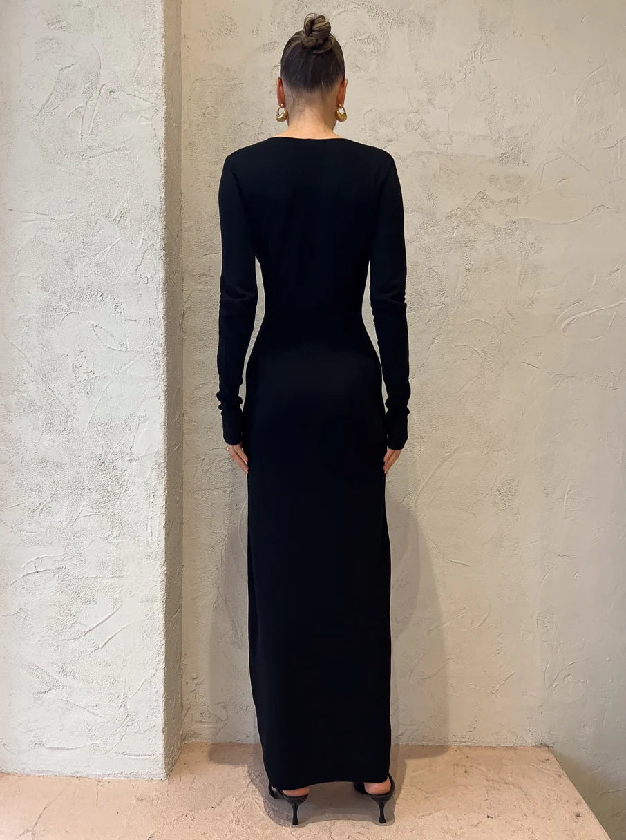 SIR the Label Kinetic Beaded Long Sleeve Maxi Dress