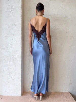 SIR the Label Danseurs Lace Slip Dress in Bleue
