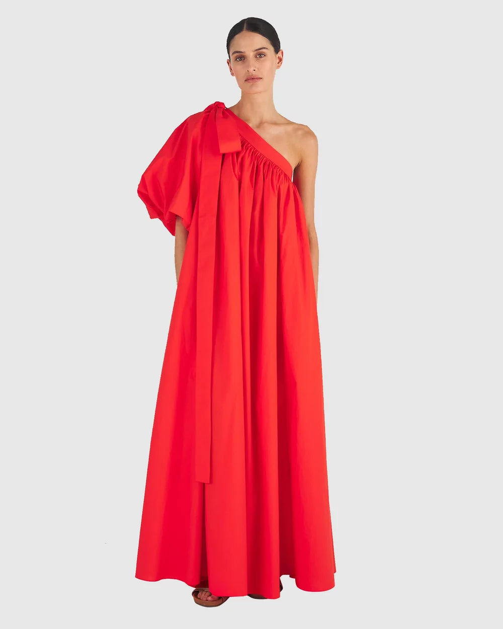 Oroton One Shoulder Dress in True Red