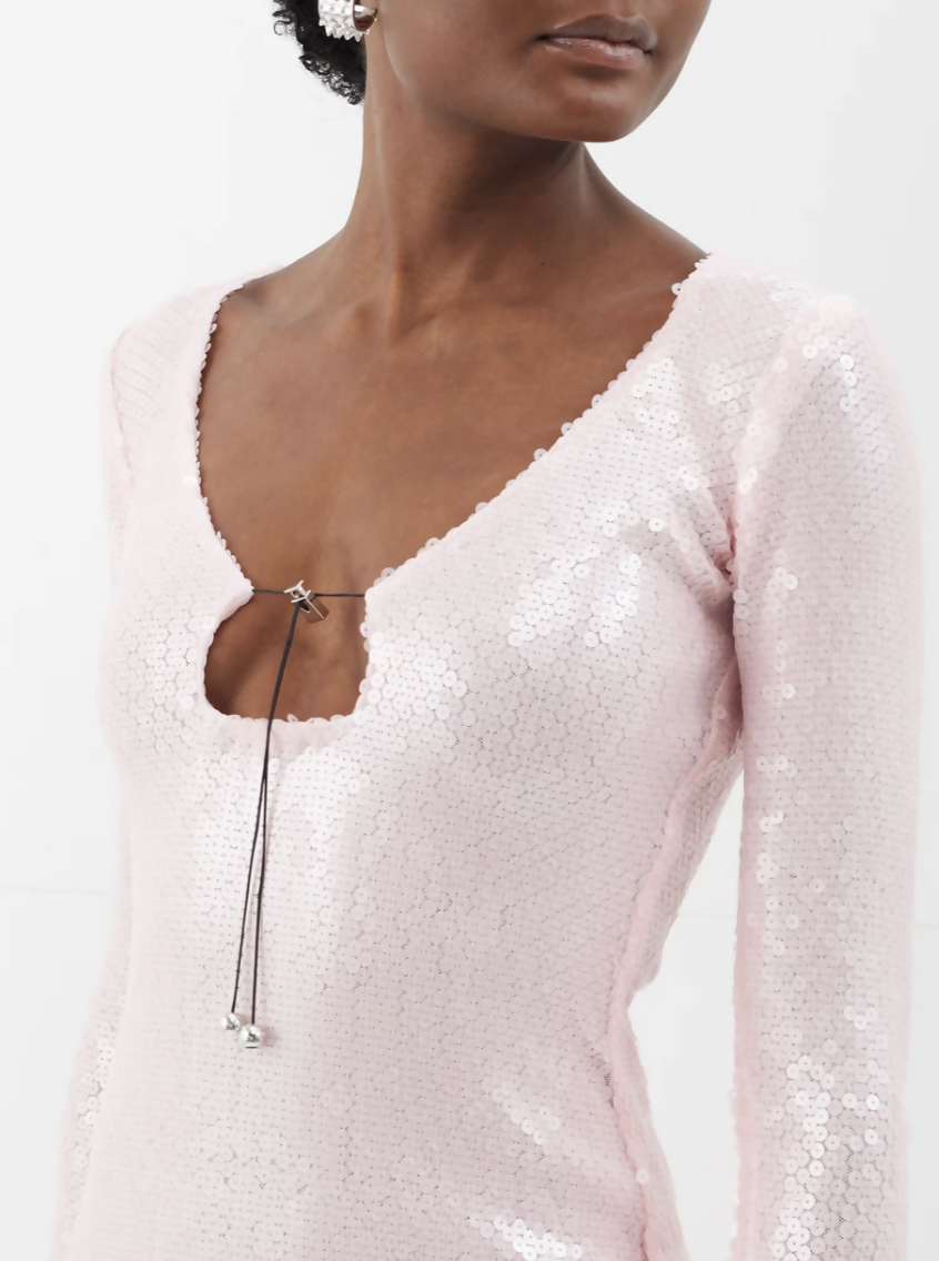 16arlington Solaria Keyhole-Neck Sequinned-Tulle Maxi Dress