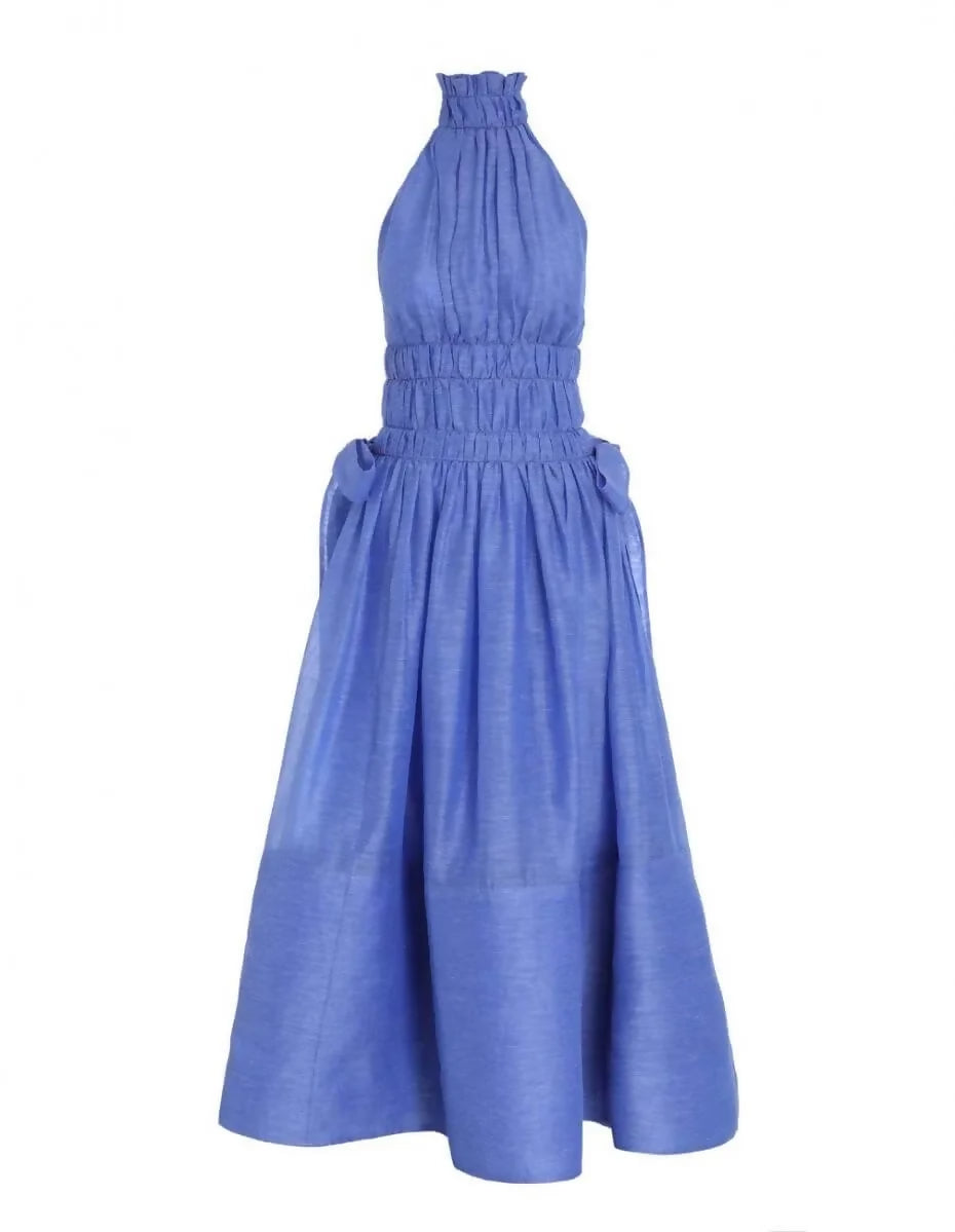 Zimmermann Luminous Halter Gown Cornflower Blue