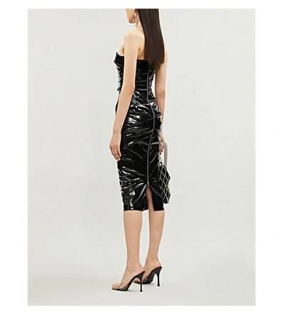 Alex Perry Decon Ruched Faux Leather Dress